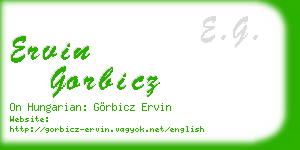 ervin gorbicz business card