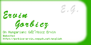 ervin gorbicz business card